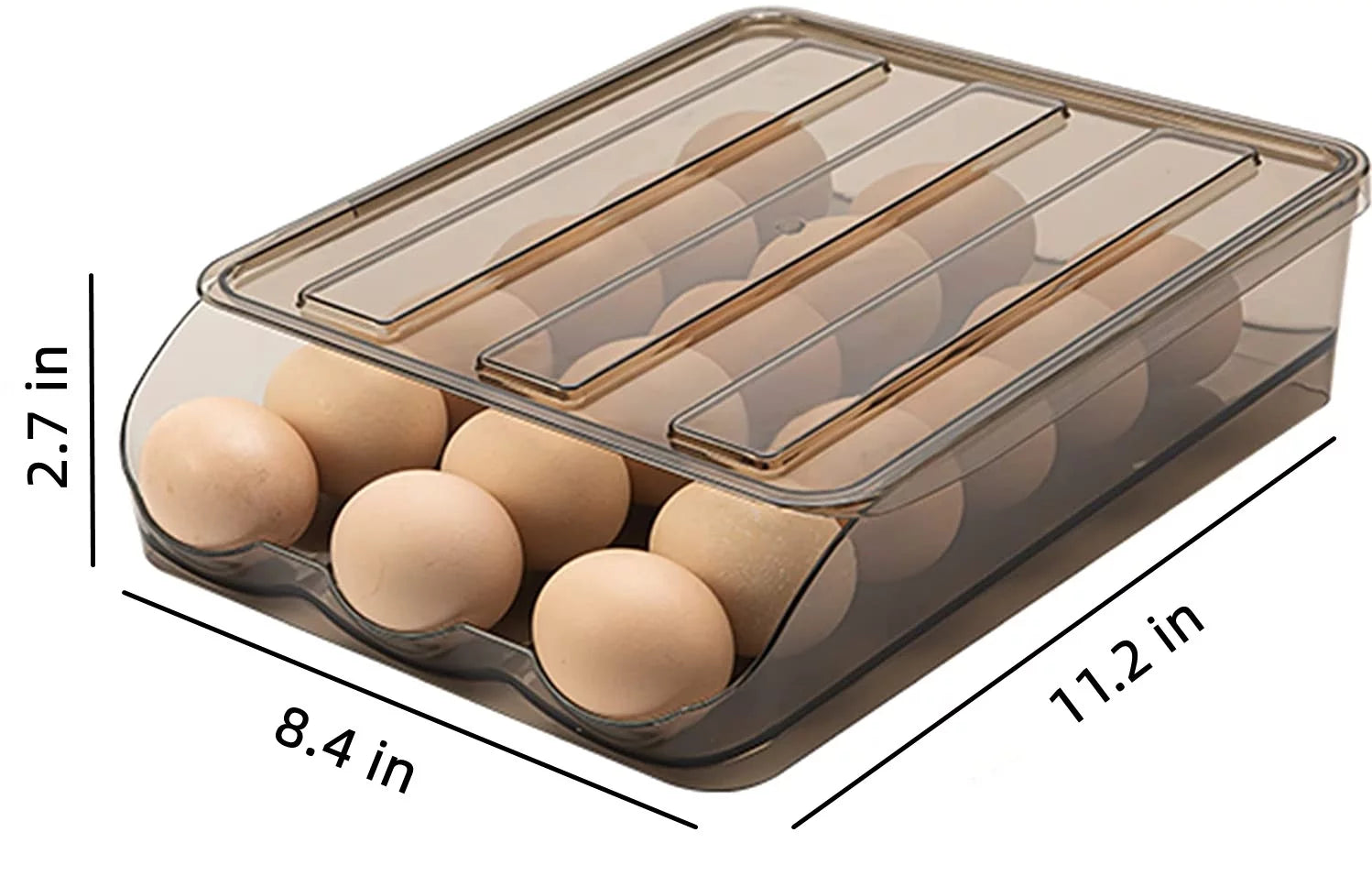 Egg Holder Storage Box with Lid Automatic Rolling Egg Container for Refrigerator Kitchen Egg Tray Organizer Bin for Household (2 Layers)